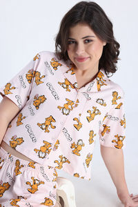 Zivame Garfield Collection Knit Cotton Loungewear Set - Pink Dogwood — thumbnail 6